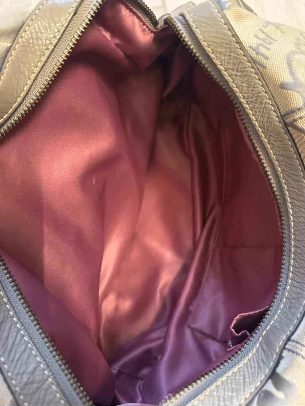 Coach Gray & Cream Signature Canvas Shoulder Bag PINK Lined